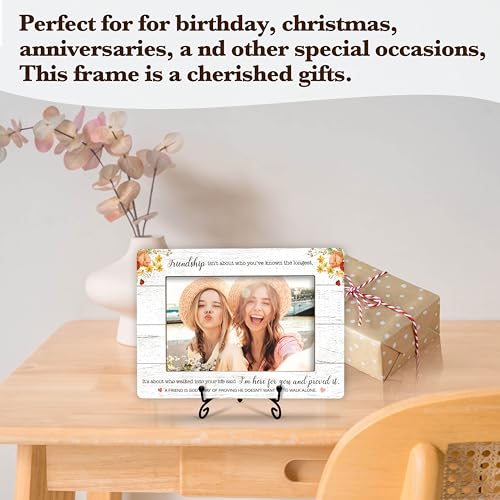Friendship Picture Frame with Iron Stand - Inspirational 4x6 Photo Gift