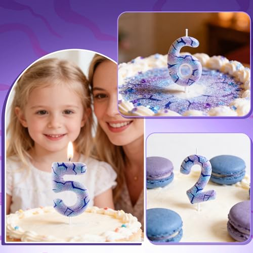 Yiran Kpop Theme Number 6 Birthday Candle - Purple Tattoo Design Cake Topper