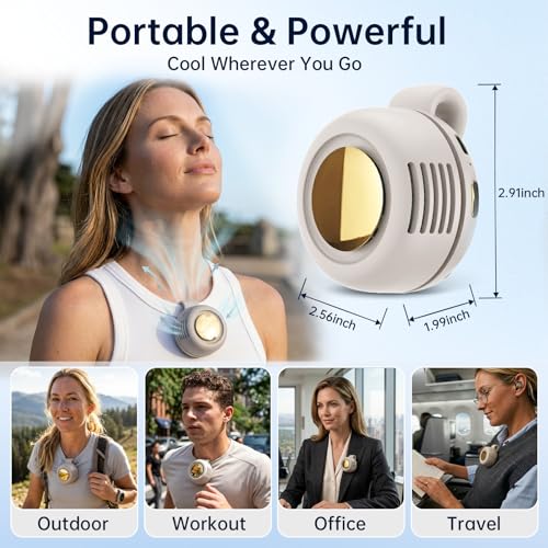 Neorine Portable Bladeless Clip-On Fan - 3-Speed Rechargeable Waist Fan, White