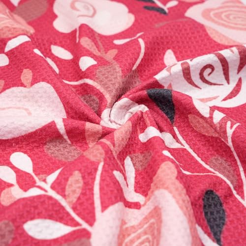 Eunzel Microfiber Kitchen Tea Towel, Quick Dry Dish Towel, 18" x 30" Rose