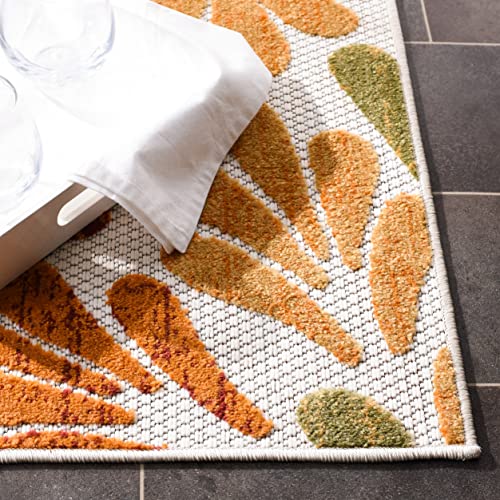 SAFAVIEH Washable Rug Outdoor Cabana Collection - 2' x 6' Runner, Cream & Red, Non-Shedding & Easy to Clean, Ideal for Patio, Backyard, Mudroom (CBN800A)