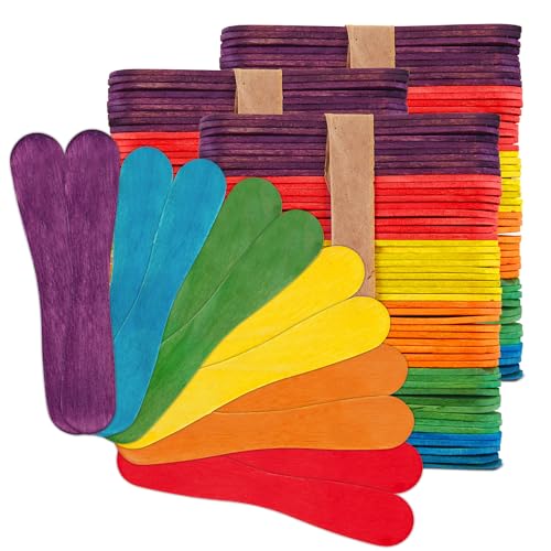 Vibrant Wooden Craft Sticks - 100 Count Colored Popsicle Sticks