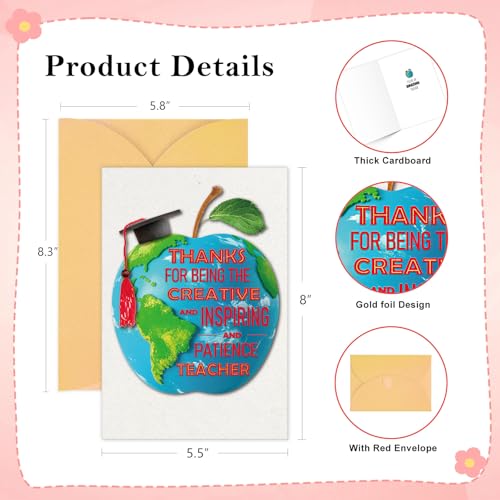FLYAB Teacher Appreciation Thank You Cards - 5.5"x8" with Envelope