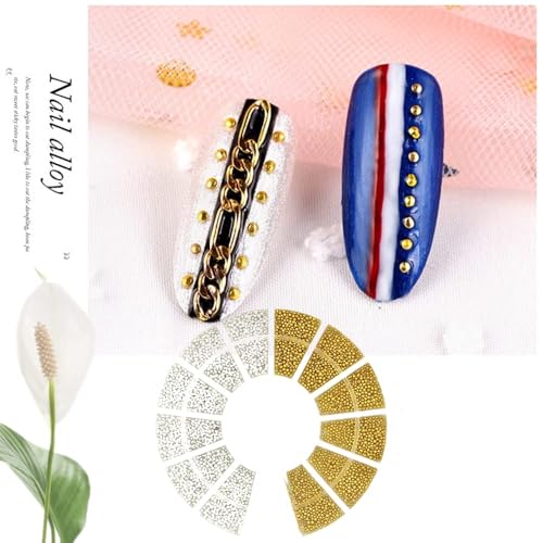 3D Nail Art Caviar Beads Gold and Silver Pearls Rivet Jewels