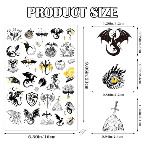 Black Wings Dragon Temporary Tattoos - 270+ Party Favors & Stickers