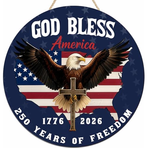 Patriotic 250th Anniversary Wooden Wreath - USA Decor for Door & Wall