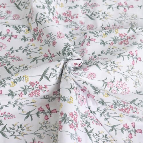 Queen Size Cotton Pillowcases Set of 2 - Botanical Print, Soft & Machine Washable