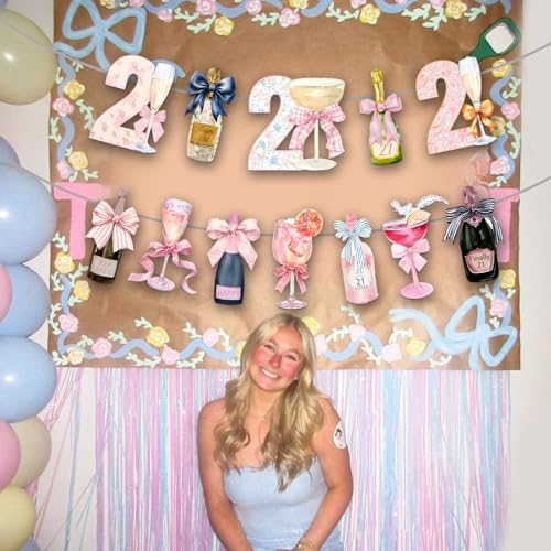 Pink 21st Birthday Banner for Elegant Party Decorations