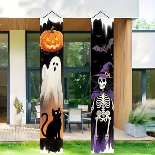 BlissYard Halloween Door Banner 12x71 Inch Porch Hanging Decoration