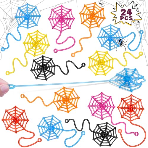 24 Pcs Sticky Spider Web Hands - Fun Kids Party Favors & Prize Box Toys