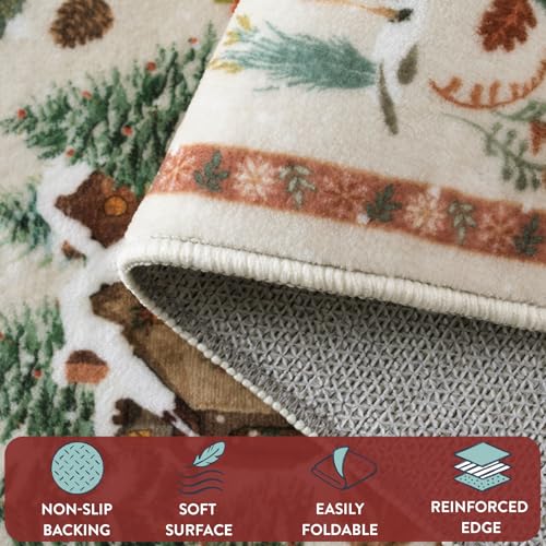 Lahome Christmas Entryway Rug 2' x 3' Beige Non Slip Holiday Door Mat