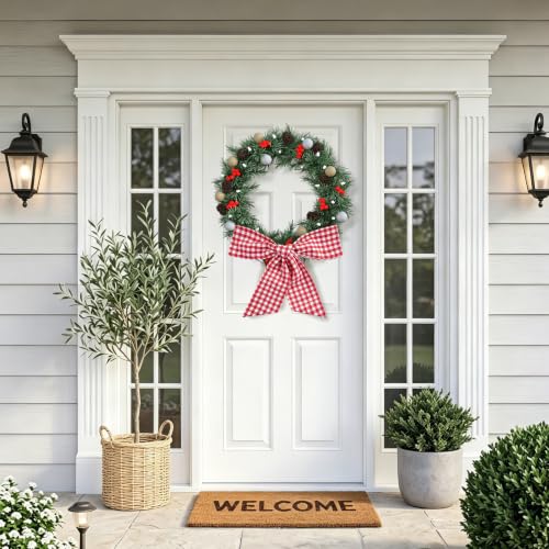 54" Red & White Gingham Wreath Sash - 2 Pack for All Seasons