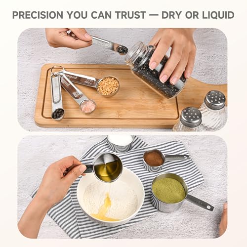 Strelitsia 8-Piece Measuring Cups and Spoons Set - Stainless Steel