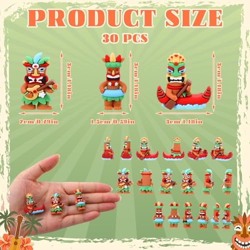 30Pcs Mini Tiki Figurines Set - Hawaiian Tiki Statues for Parties