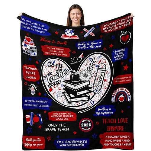 Teacher Appreciation Throw Blanket 50x60 - Soft Flannel Thank You Gift