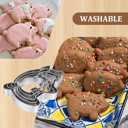 5-Piece Pig Cookie Cutter Set - Stainless Steel for Baking