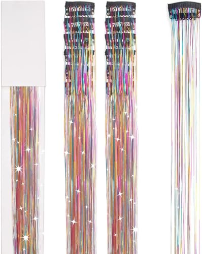 Clip-In Hair Tinsel Extensions 20.5 Inch Champagne Fairy Hair Glitter Kit