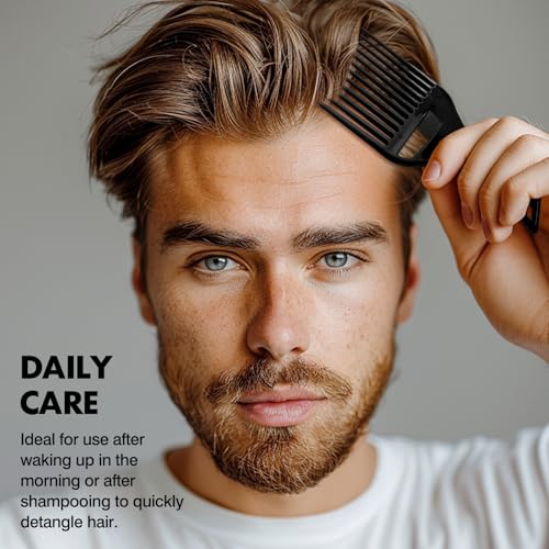 Zoolinn 3-Pack Black Plastic Afro Pick Lift Combs for Detangling Hair, Wigs & Braids