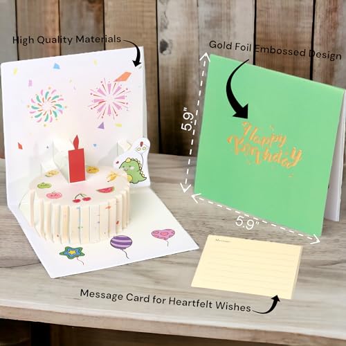 3D Pop-Up Birthday Card with LED Lights & Music for All Ages