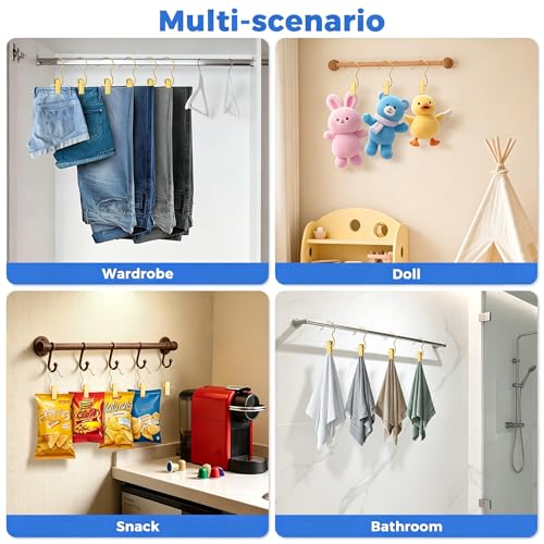 Eunhdet 10 Pack Gold Clip Hangers for Closet with Hooks & Anti-Slip Design