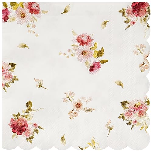 C.R. Gibson Floral Heart Beverage Napkins, 20-Count, 5"
