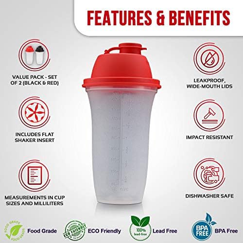 SIGNORA WARE 20oz Protein Shaker Bottle - BPA-Free White Mixing Cup
