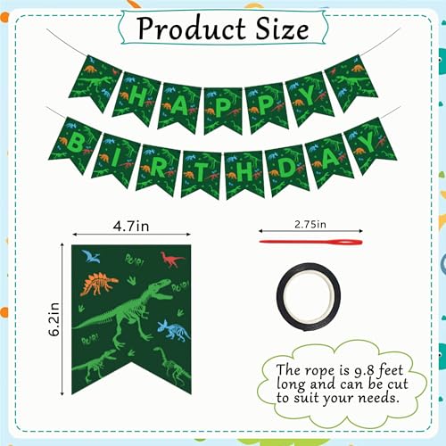 Dinosaur Happy Birthday Banner and Cupcake Toppers Party Set