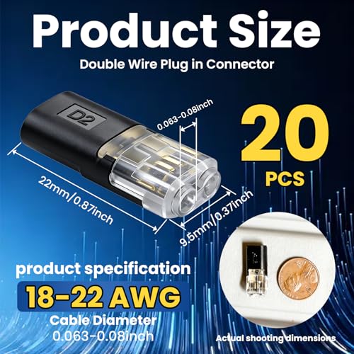 20PCS 2-Pin LED Strip Connectors - Quick Disconnect with Locking Buckle