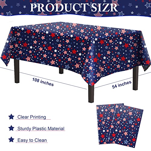 Navy Blue 4th of July Tablecloth, 54x108 Inch, 2 Pack