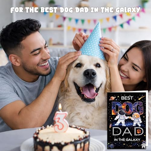 Funny Father's Day Card for Dog Dads - 5.5"x8" Astronaut Design