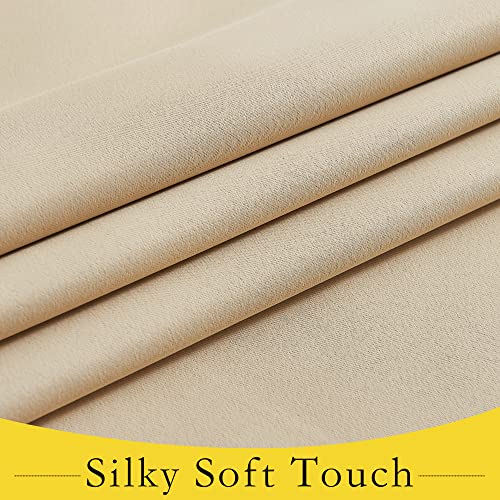 NICETOWN Biscotti Beige French Door Sidelight Curtains - 12x72 Inch Thermal Insulated Privacy Shade