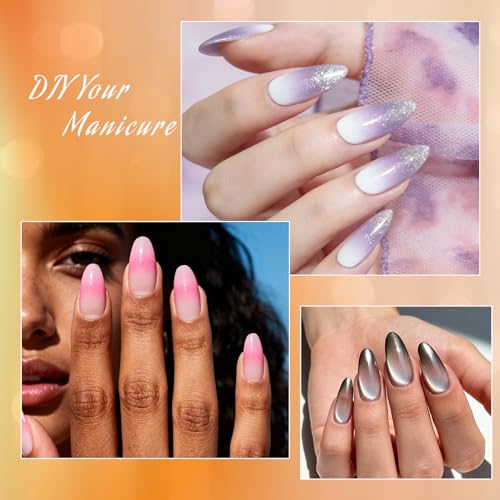 Ranrose Short Almond Nail Tips 240 Pcs Half Matte Half Cover False Nails