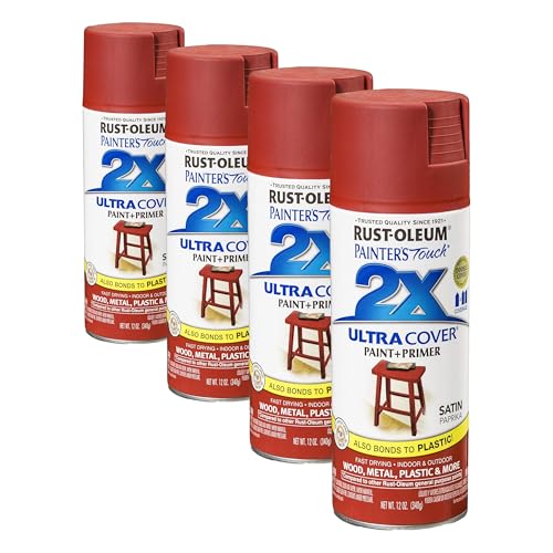 Rust-Oleum 249068 Painter's Touch 2X Satin Paprika Spray Paint - 12 oz (Pack of 4)
