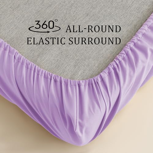 NookZuzu Purple Toddler Bed Sheet Set - Fitted & Flat Sheets with Pillow Sham