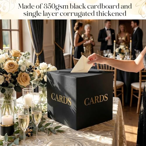 OurWarm Large Black Card Box for Graduation & Anniversary Events