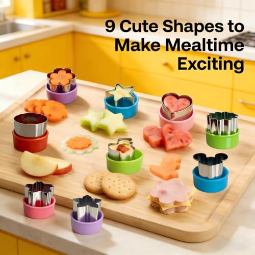 9-Piece Stainless Steel Mini Fruit and Vegetable Cookie Cutter Set