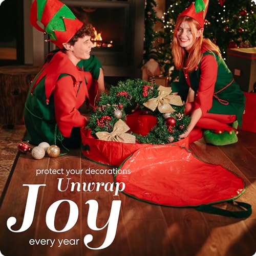 Handy Laundry 24 Inch Christmas Wreath Storage Bag - Durable Zipper Container with Handles