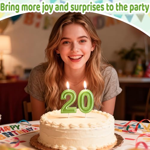 Green Number 7 Birthday Candles - 2 Pack Cake Topper Decoration