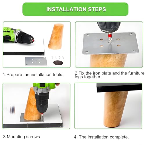 Sunnates 4-Pack Furniture Leg Mounting Plates for Sofa & Chair Repair