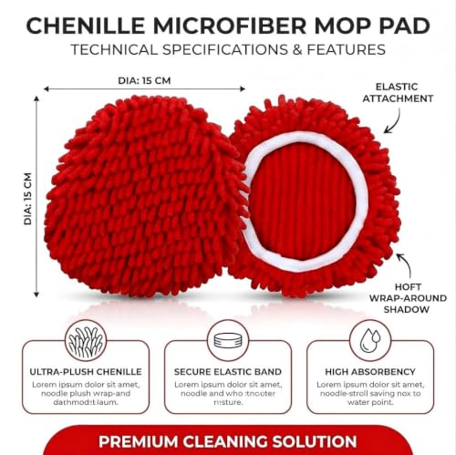 O-Cedar EasyWring Mop Replacement Heads - 3 Pack Chenille Microfiber