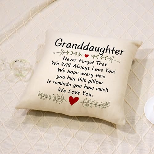 Granddaughter Gift Linen Throw Pillow Cover 18x18 Inch - Sentimental Decor
