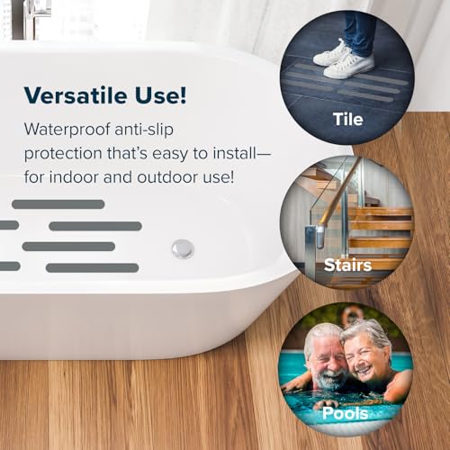 SlipX Solutions Non-Slip Bathtub Stickers – 12 Adhesive Treads for Safety