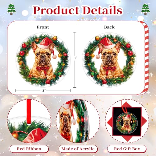 FLYAB French Bulldog Christmas Ornament 2025 Acrylic Dog Tree Decoration