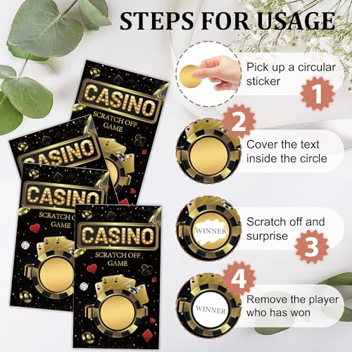 50 Pcs Casino Night Scratch Off Game Cards for Party Games and Events
