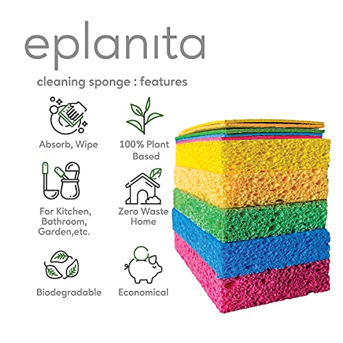 EPLANITA Natural Cellulose Pop-Up Sponges – 10 Pack Eco-Friendly Scrubbers