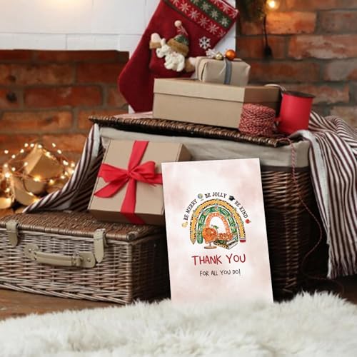 JUESMOS Teacher Christmas Card with Envelope, Thank You Greeting Card