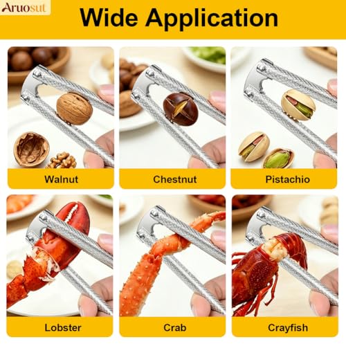 Silver Stainless Steel Nut Cracker & Seafood Picks Set - 2Pcs & 4 Picks