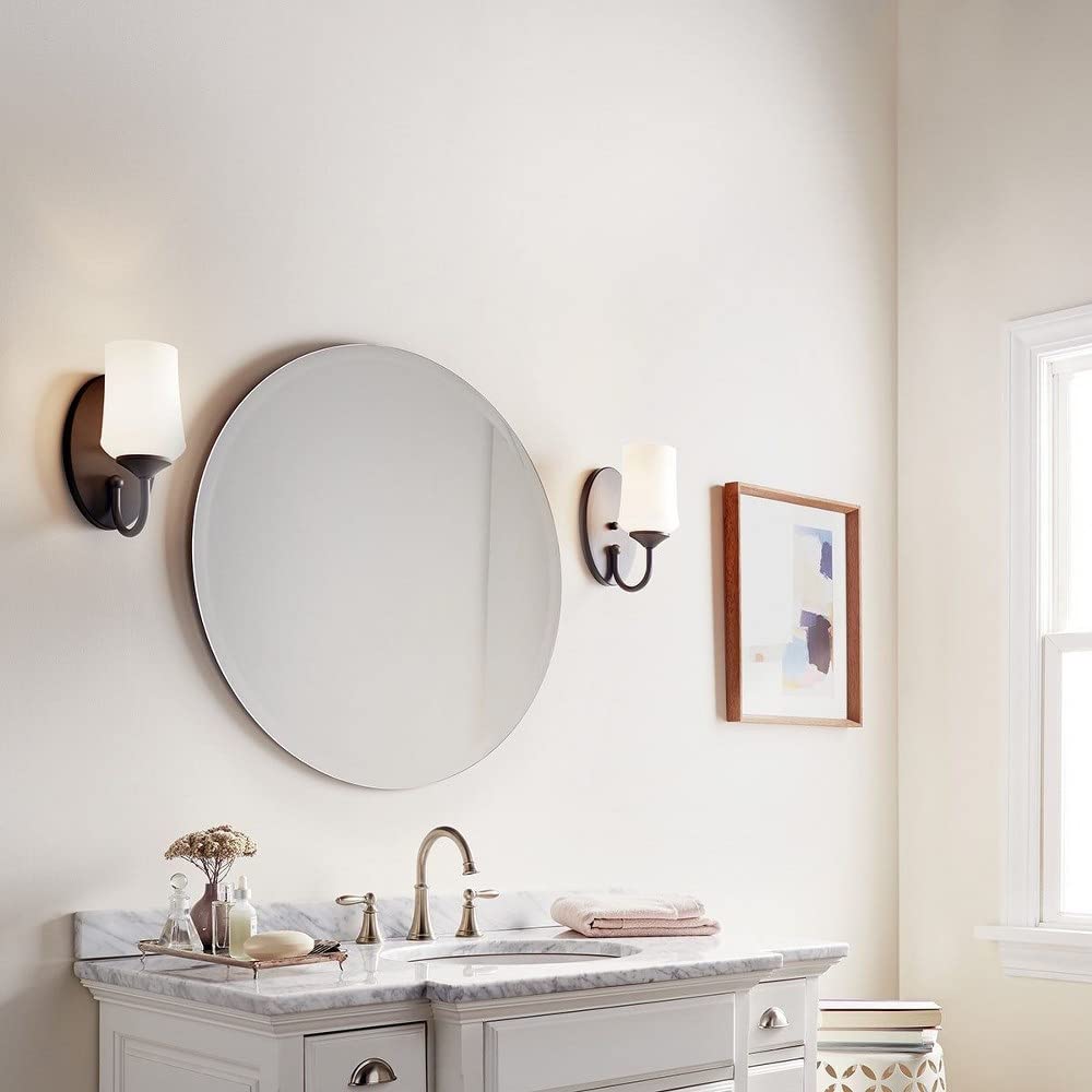 Kichler Aubrey 10.75" 1 Light Wall Sconce with Satin Etched Cased Opal in Olde Bronze®
