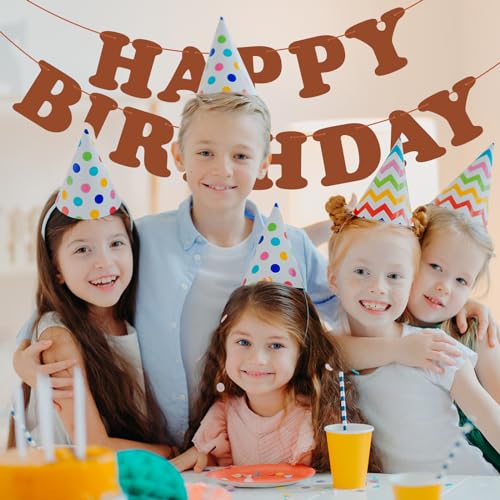 Brown Happy Birthday Banner for Kids & Adults - 13-Piece Set