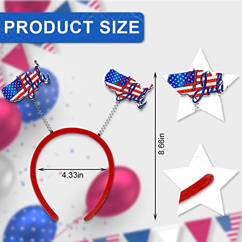 Hying 4th of July Patriotic Headbands 4-Pack American Flag Hair Hoops